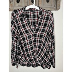 Rock & Republic‎ Women's Plaid Wrap Top, Y2K , Grunge Women's Shirt